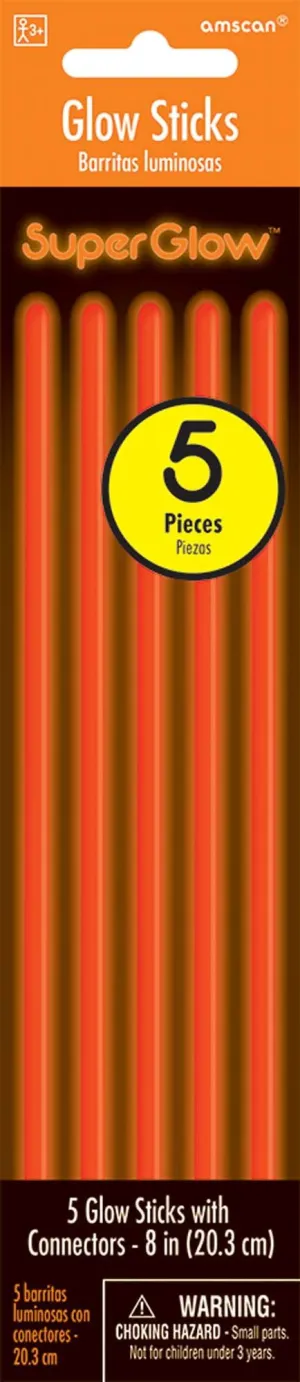 Orange Glow Sticks 8" | 5ct