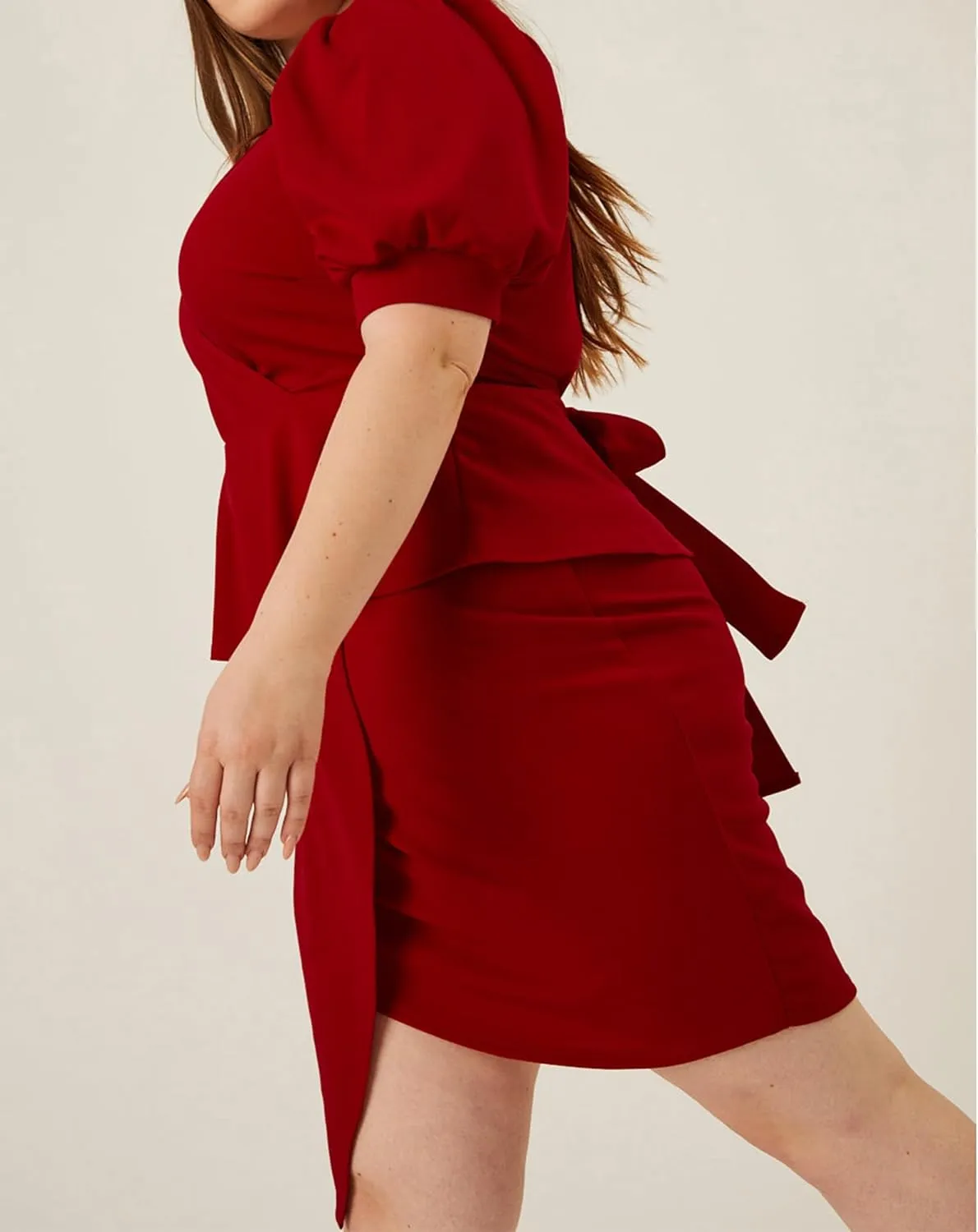 Plus Size 2 Piece Peplum Dress Outfits for Women Sexy Party Cocktail Bodycon Dresses Sets Skirts Suits Sets