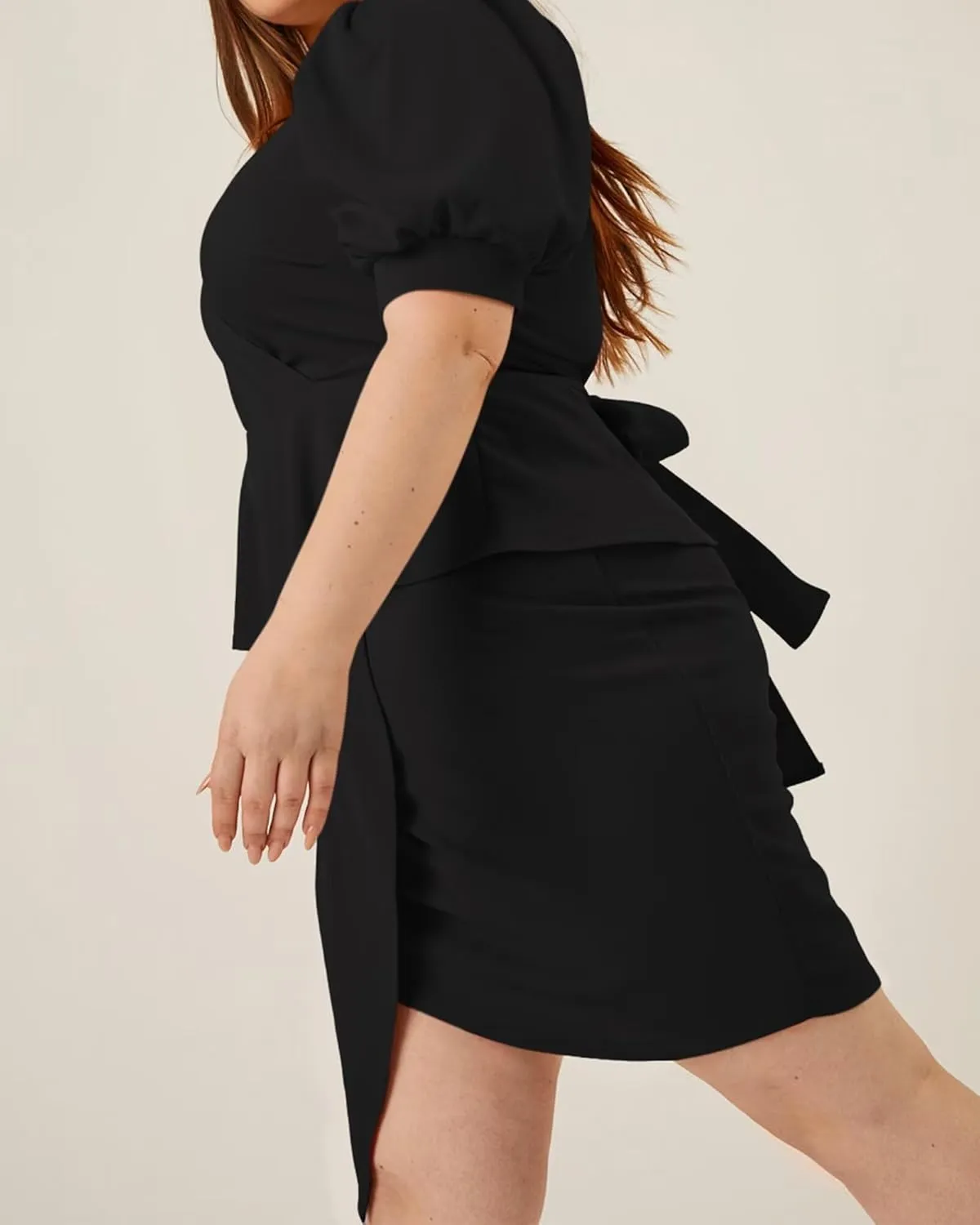 Plus Size 2 Piece Peplum Dress Outfits for Women Sexy Party Cocktail Bodycon Dresses Sets Skirts Suits Sets