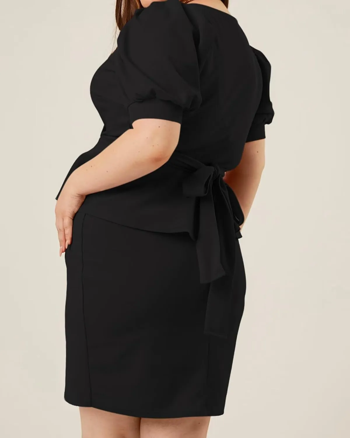 Plus Size 2 Piece Peplum Dress Outfits for Women Sexy Party Cocktail Bodycon Dresses Sets Skirts Suits Sets