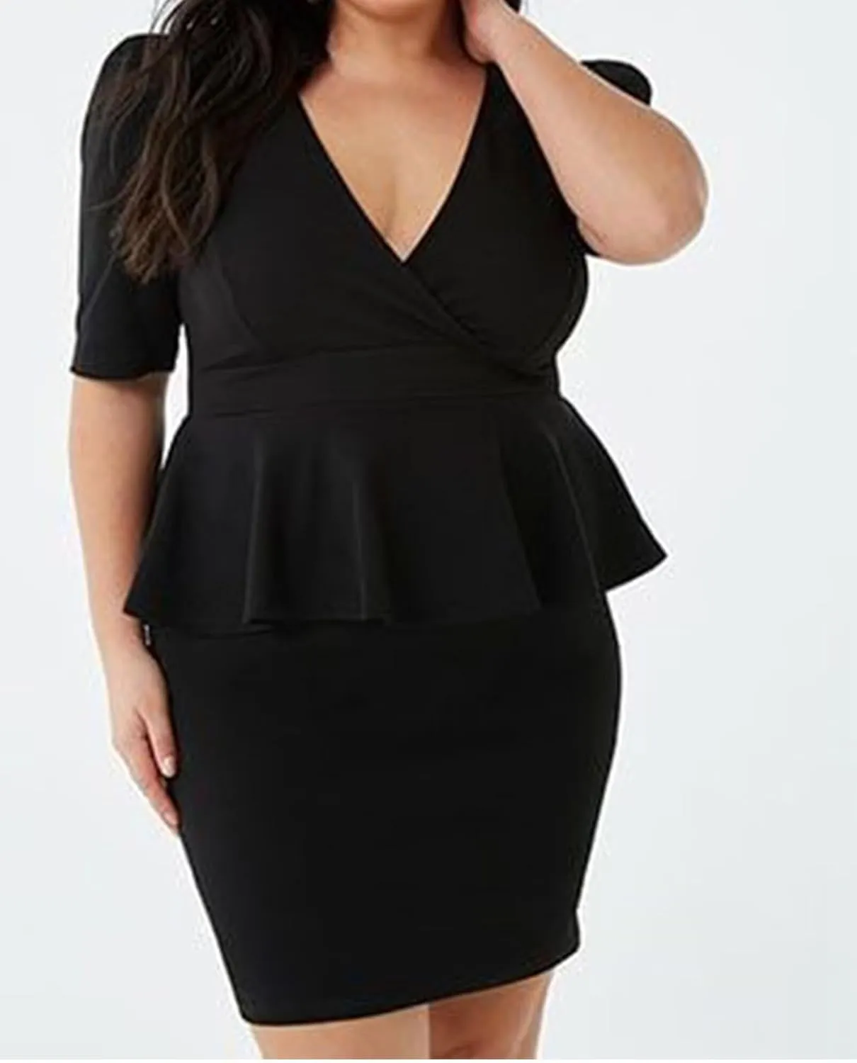 Plus Size 2 Piece Peplum Dress Outfits for Women Sexy Party Cocktail Bodycon Dresses Sets Skirts Suits Sets