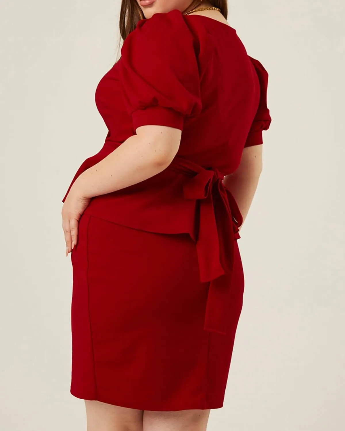 Plus Size 2 Piece Peplum Dress Outfits for Women Sexy Party Cocktail Bodycon Dresses Sets Skirts Suits Sets