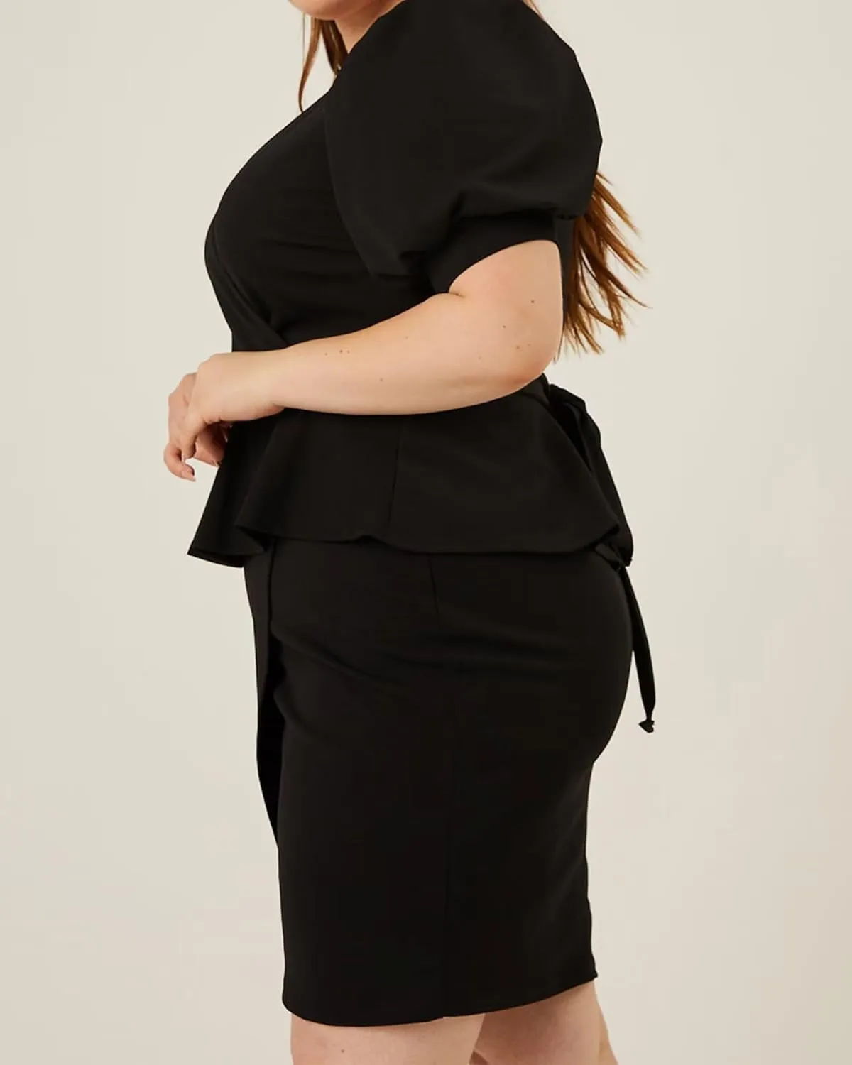 Plus Size 2 Piece Peplum Dress Outfits for Women Sexy Party Cocktail Bodycon Dresses Sets Skirts Suits Sets