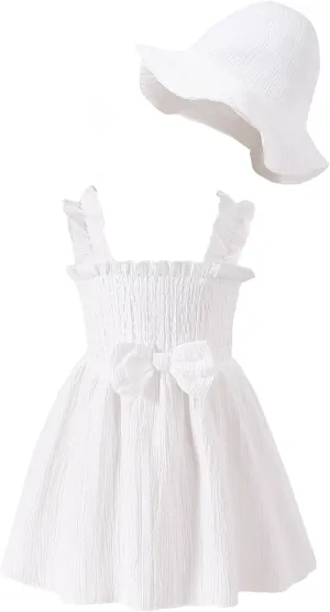 Renotemy Baby Girl Dress Summer Outfits Toddler Girls Clothes Boho Casual Sundress Infant Flower Dresses with Cute Hat