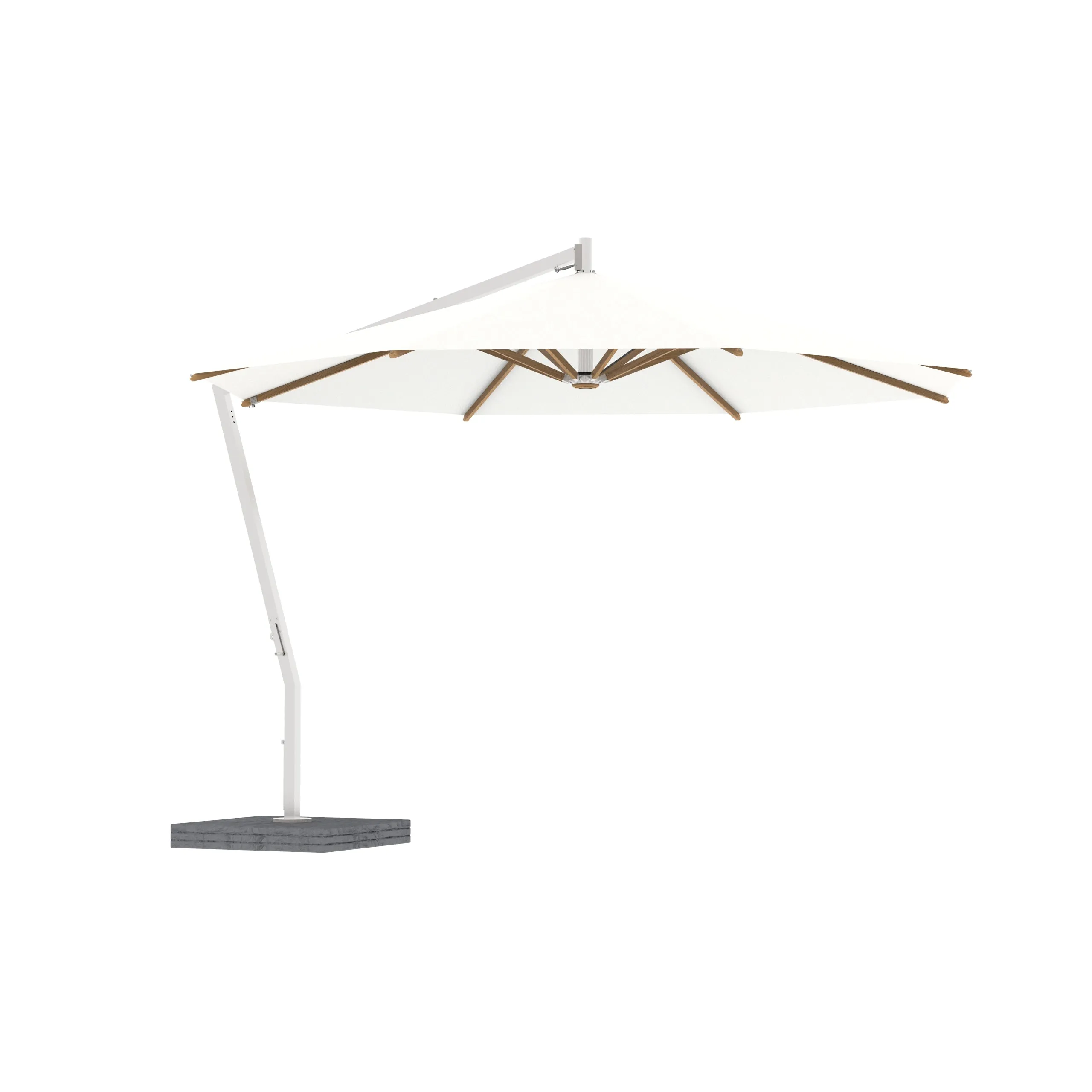 Shady X-Centric Round Umbrella with Teak Ribs