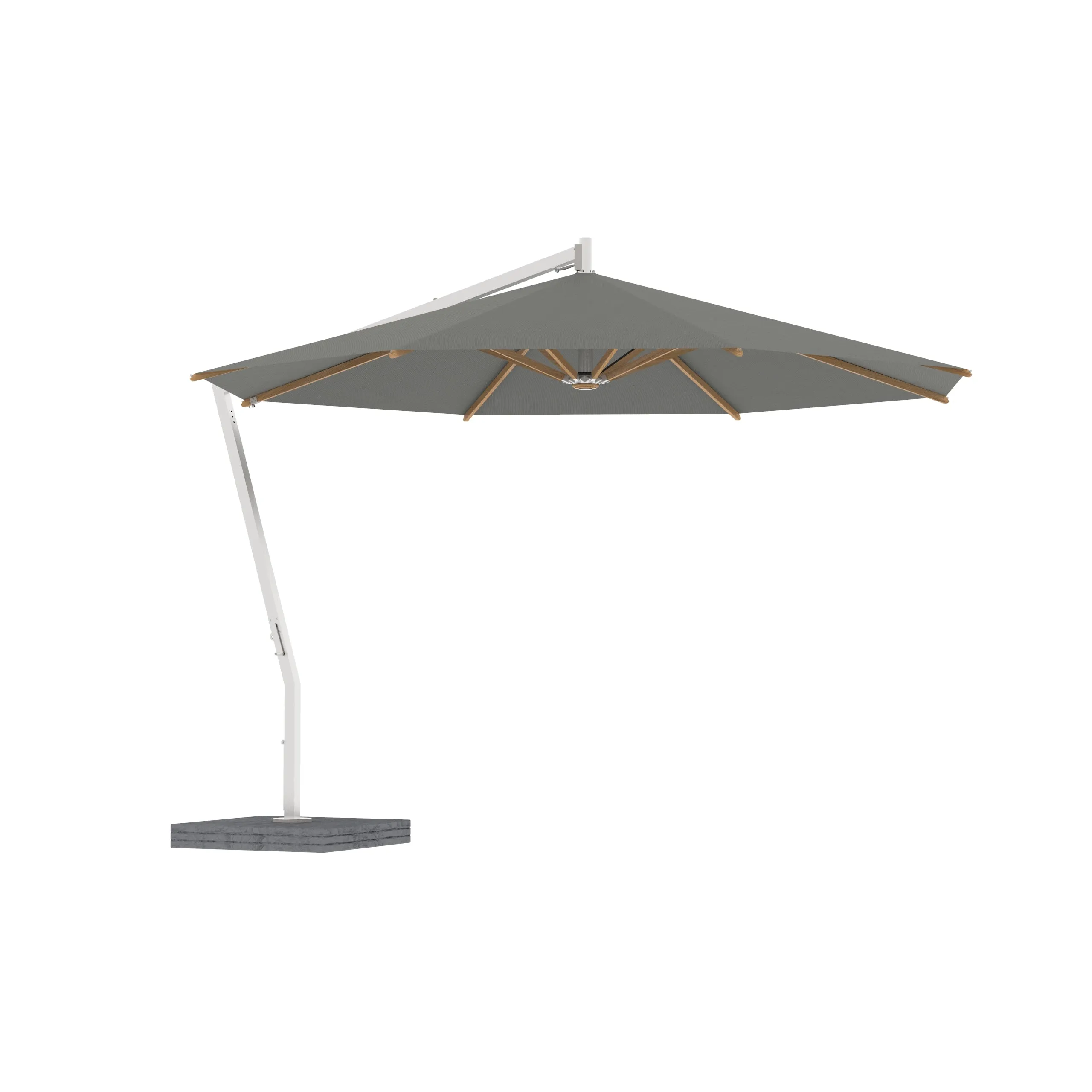 Shady X-Centric Round Umbrella with Teak Ribs