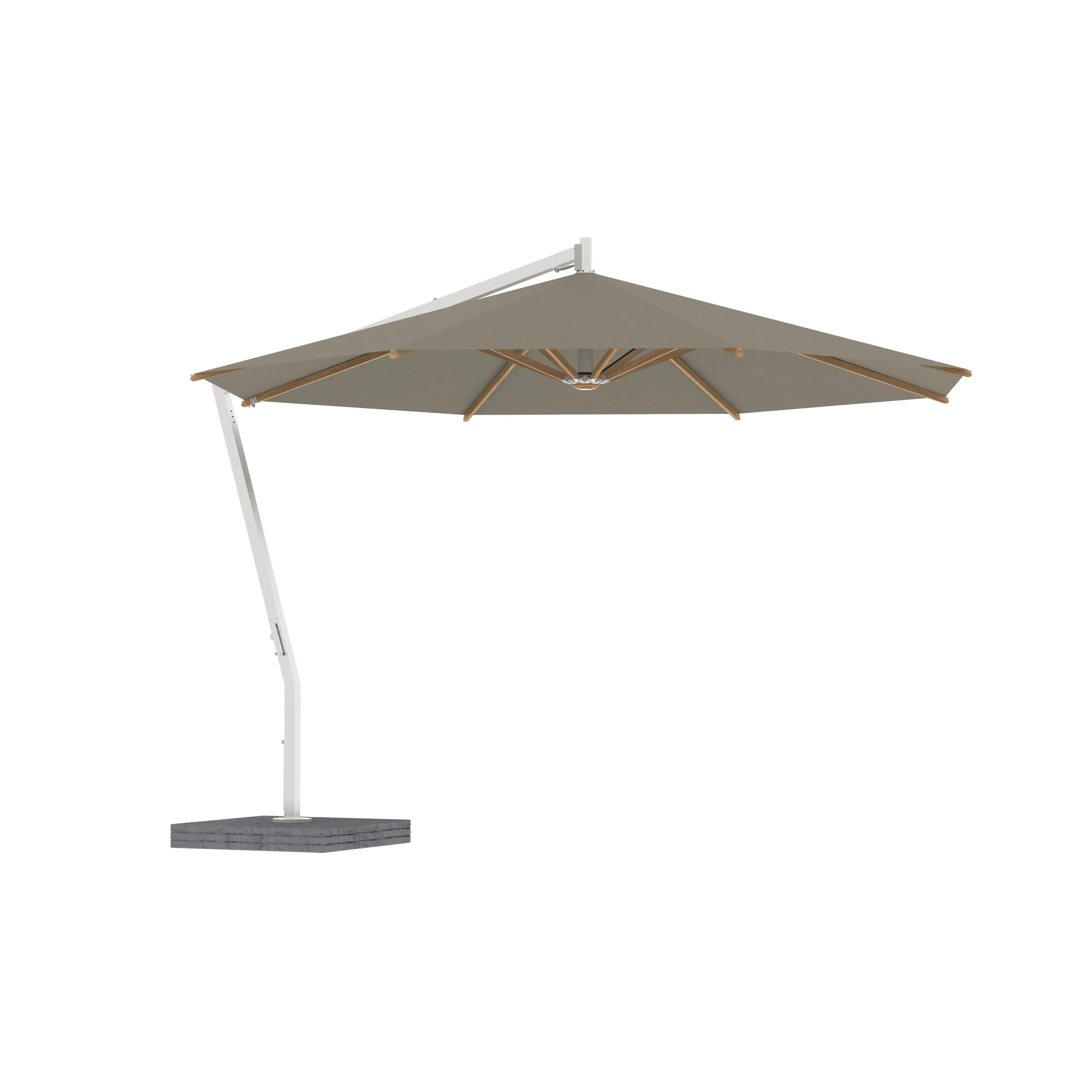 Shady X-Centric Round Umbrella with Teak Ribs