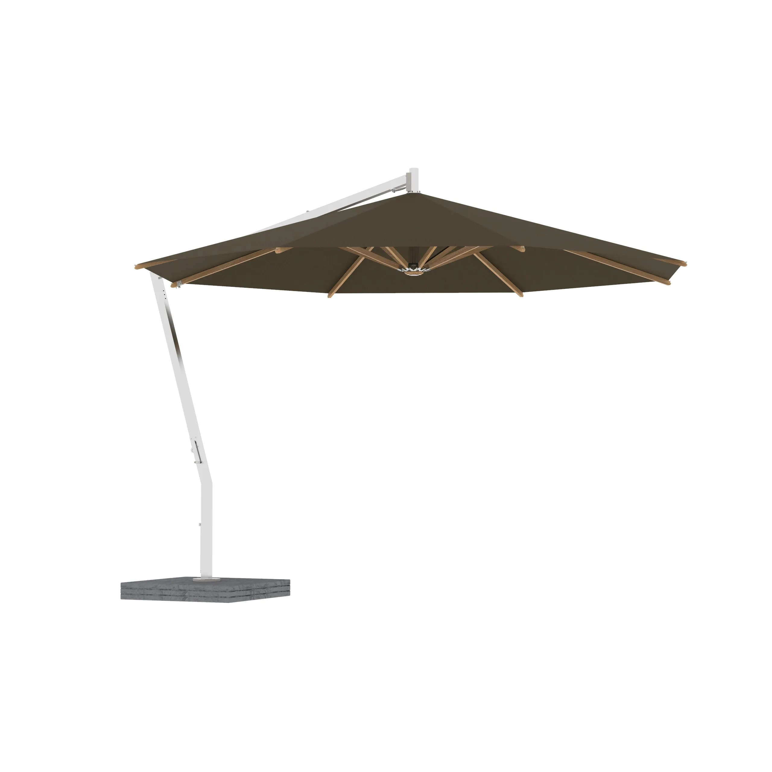Shady X-Centric Round Umbrella with Teak Ribs