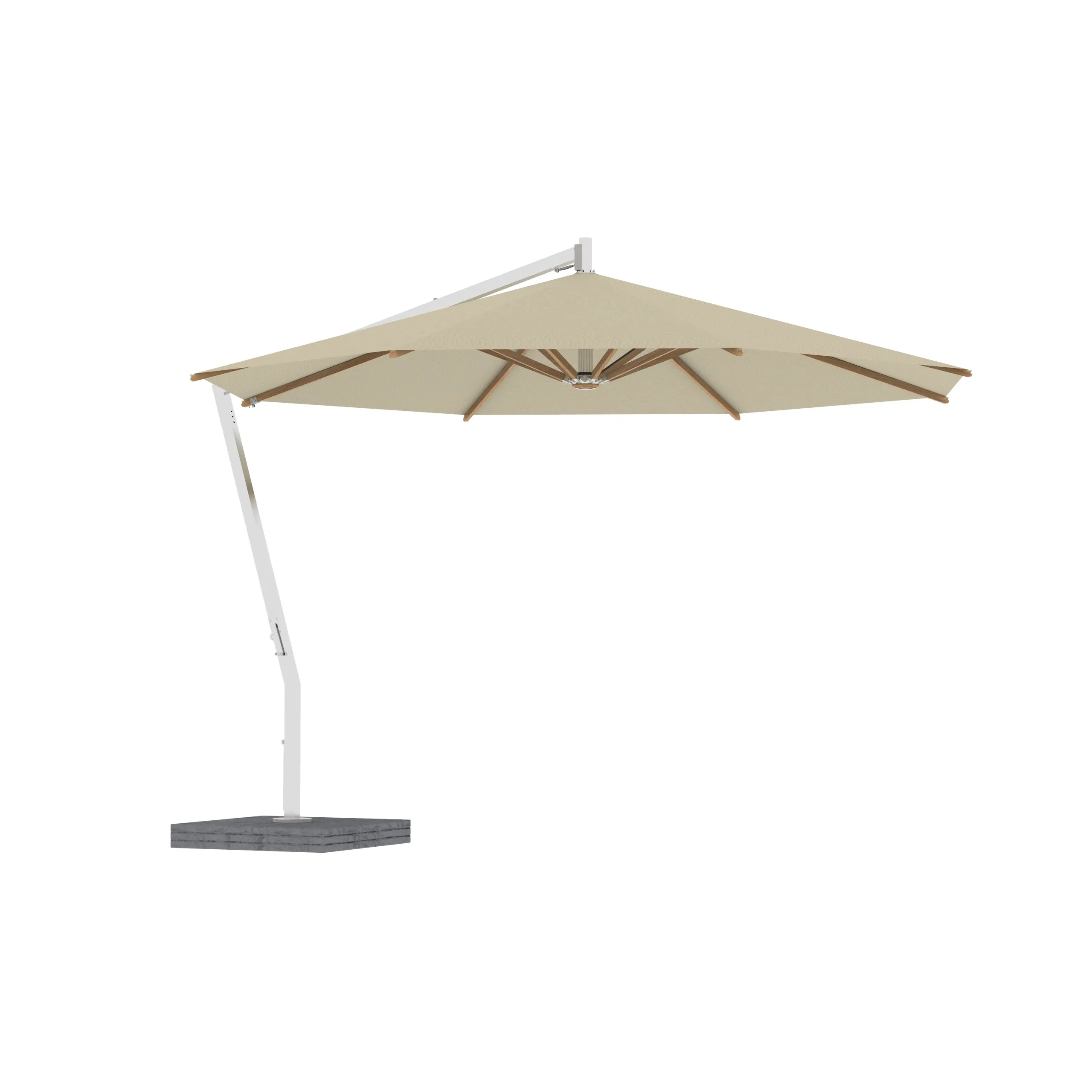 Shady X-Centric Round Umbrella with Teak Ribs