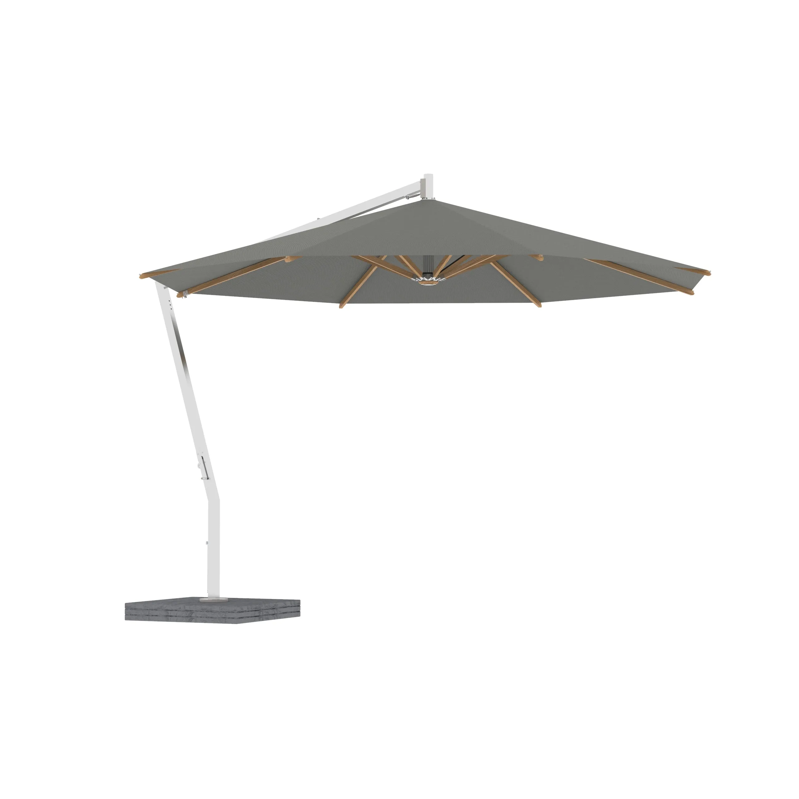 Shady X-Centric Round Umbrella with Teak Ribs