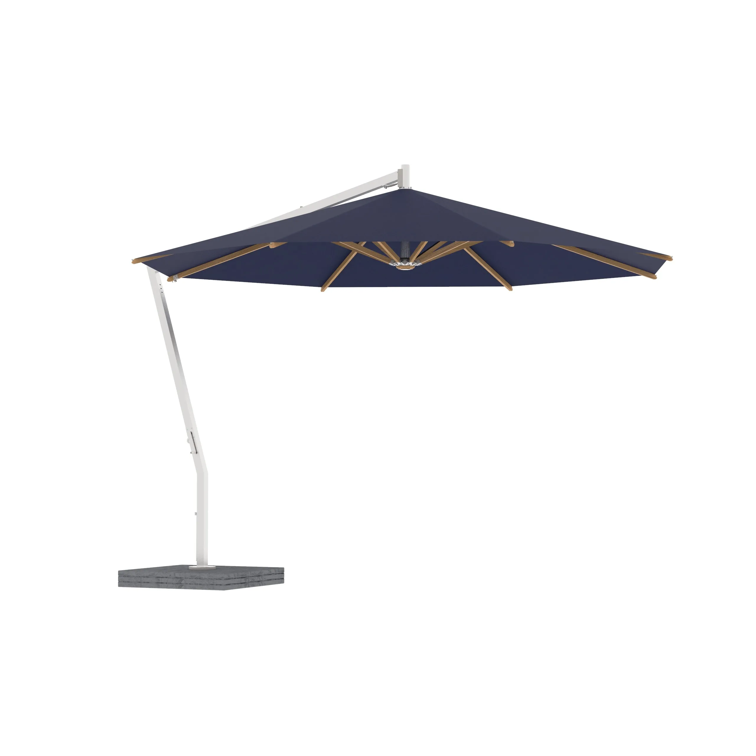 Shady X-Centric Round Umbrella with Teak Ribs