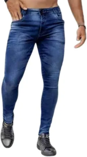 Skinny Denim Jeans for Men Slim Fit Stretch Tapered Classic Basic Comfy Pencil Pants with Pockets