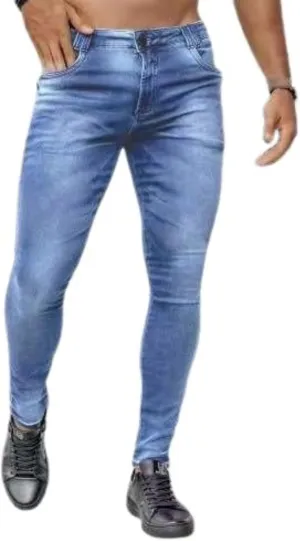 Skinny Denim Jeans for Men Slim Fit Stretch Tapered Classic Basic Comfy Pencil Pants with Pockets