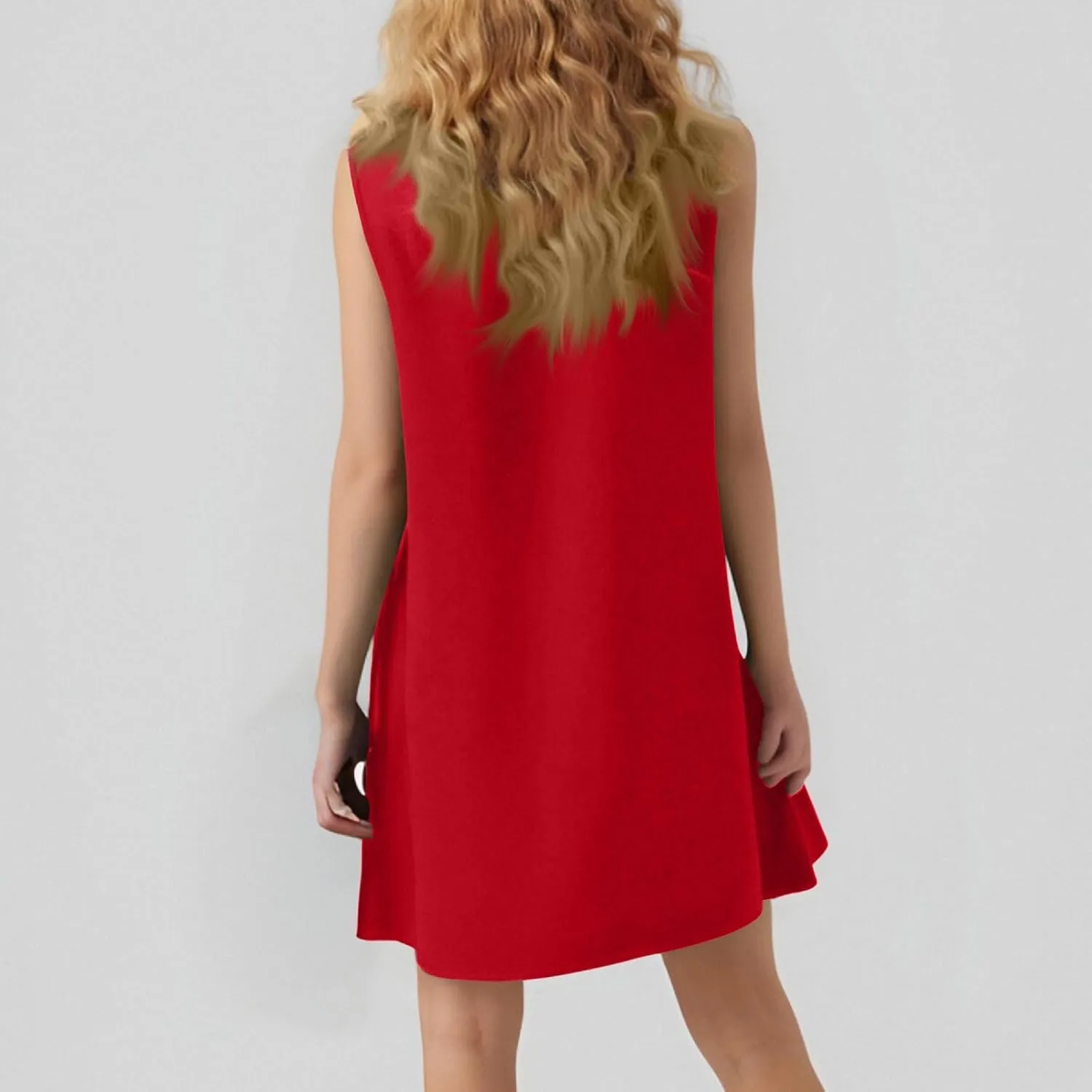 Sleeveless Dress for Women Crewneck Casual Summer Mini Dresses Trendy Ruffle A Line Babydoll Dress Cute Short Sundress