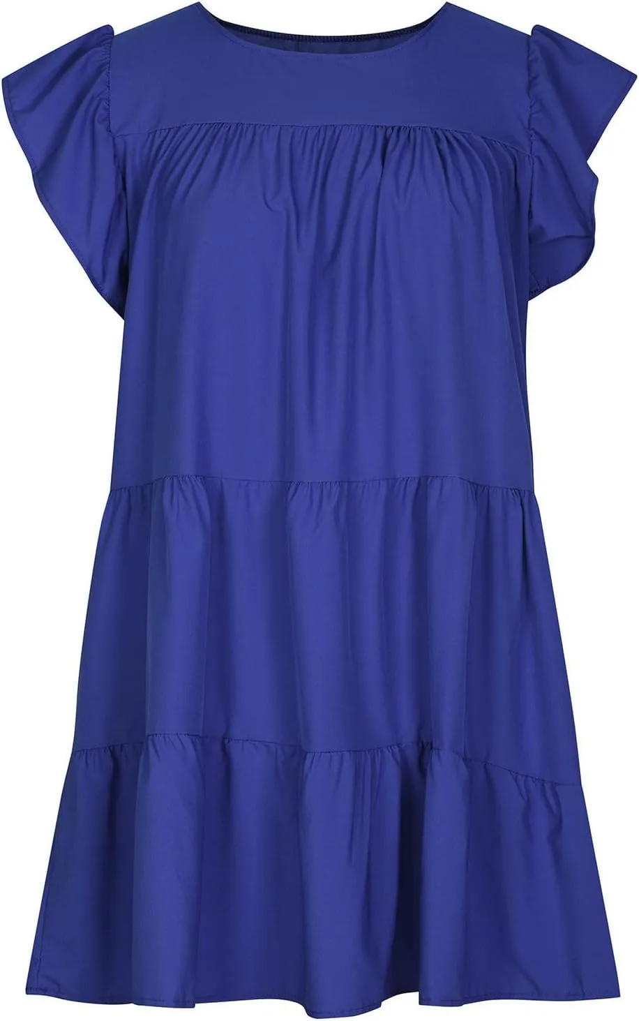 Spring Dresses for Women 2025 Summer Pleated Vacation Dresses Casual Crew Neck Short Sleeve Plus Size Midi Dresses