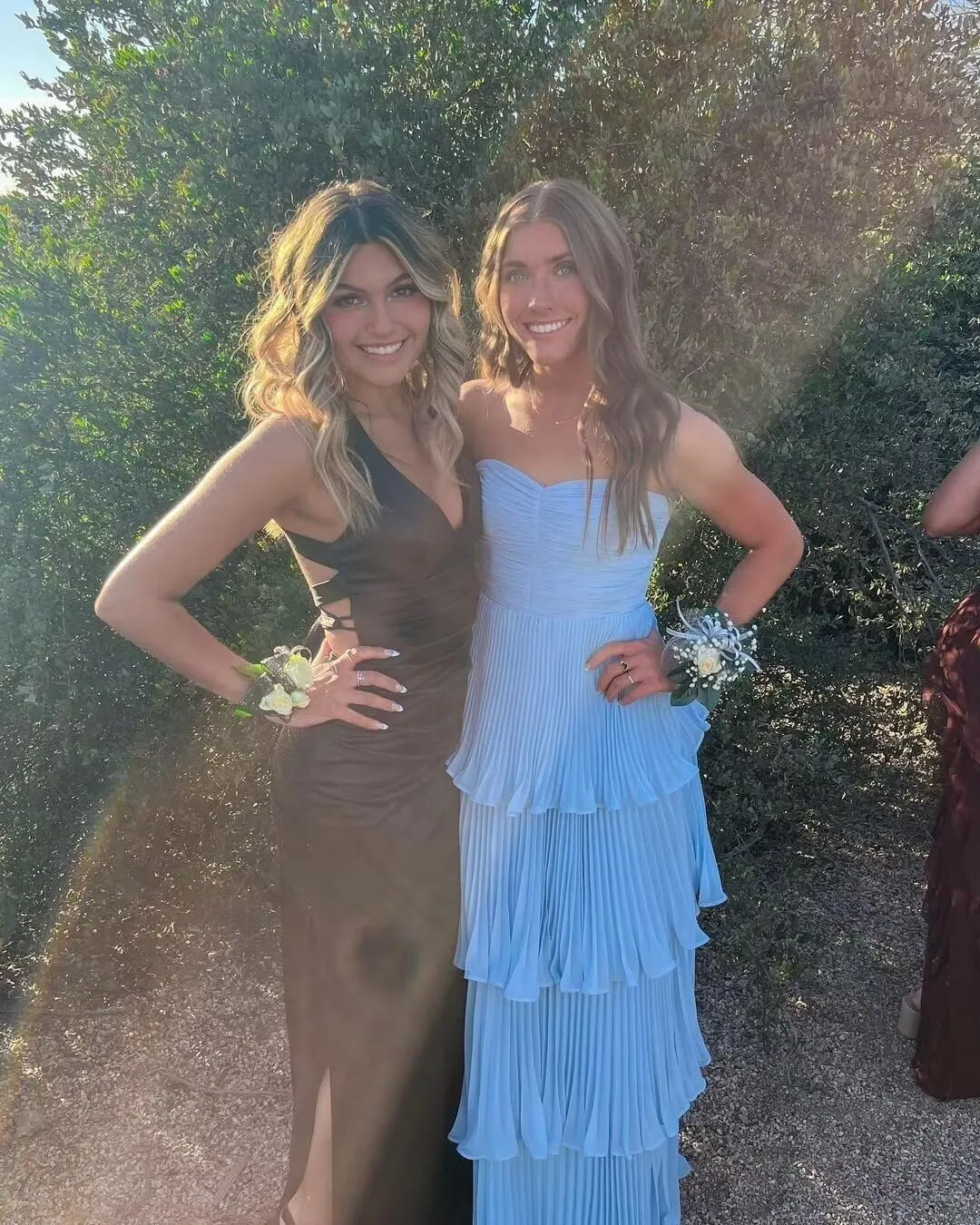 Strapless Prom Dresses 2025 Ruffle Bridesmaid Dresses Tiered Chiffon Formal Evening Dresses YH26