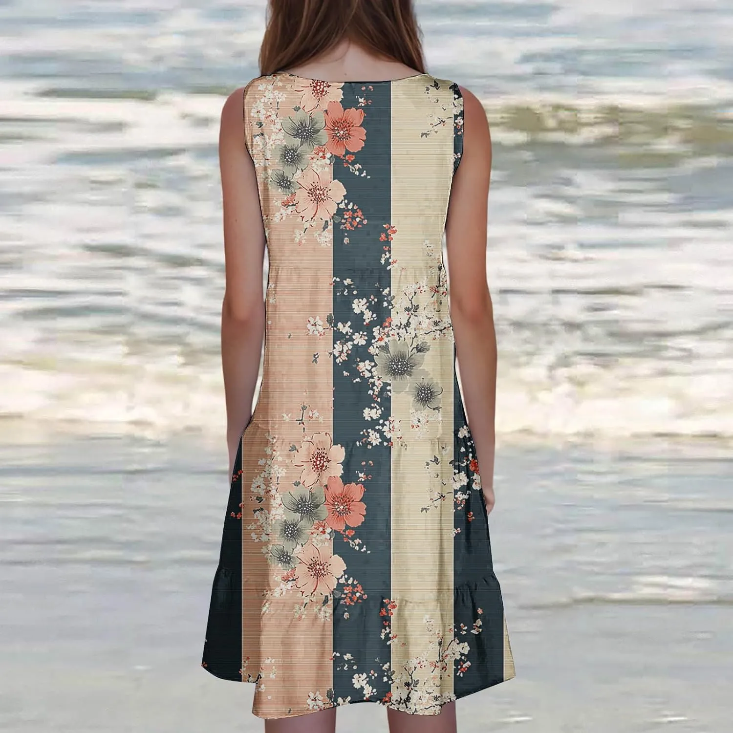 Summer Beach Dresses for Women Trendy Boho Floral Tank Dress Casual Ruffle Flowy Sundresses Vacation Outfits 2025