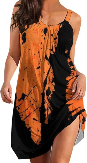 Summer Dresses for Women 2023 Trendy Boho Floral Print Cover Up Crew Neck Sleeveless Sundresses with Pockets Women's 2023 Summer Wrap V Neck Bohemian Floral Print Swing A Line Beach Mini Dress