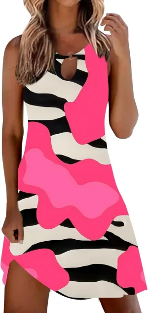 Summer Dresses for Women 2025 Vacation Beach Casual Vintage Midi Sundresses Sexy Sleeveless V Neck Boho Tank Dress