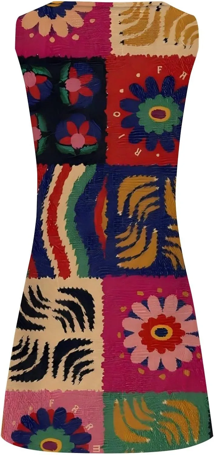 Summer Dresses for Women 2025 Vacation Beach Casual Vintage Midi Sundresses Sexy Sleeveless V Neck Boho Tank Dress