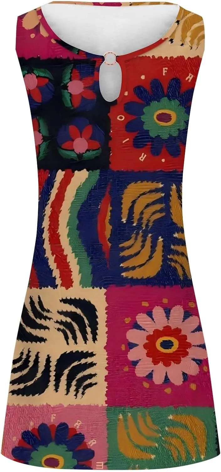 Summer Dresses for Women 2025 Vacation Beach Casual Vintage Midi Sundresses Sexy Sleeveless V Neck Boho Tank Dress