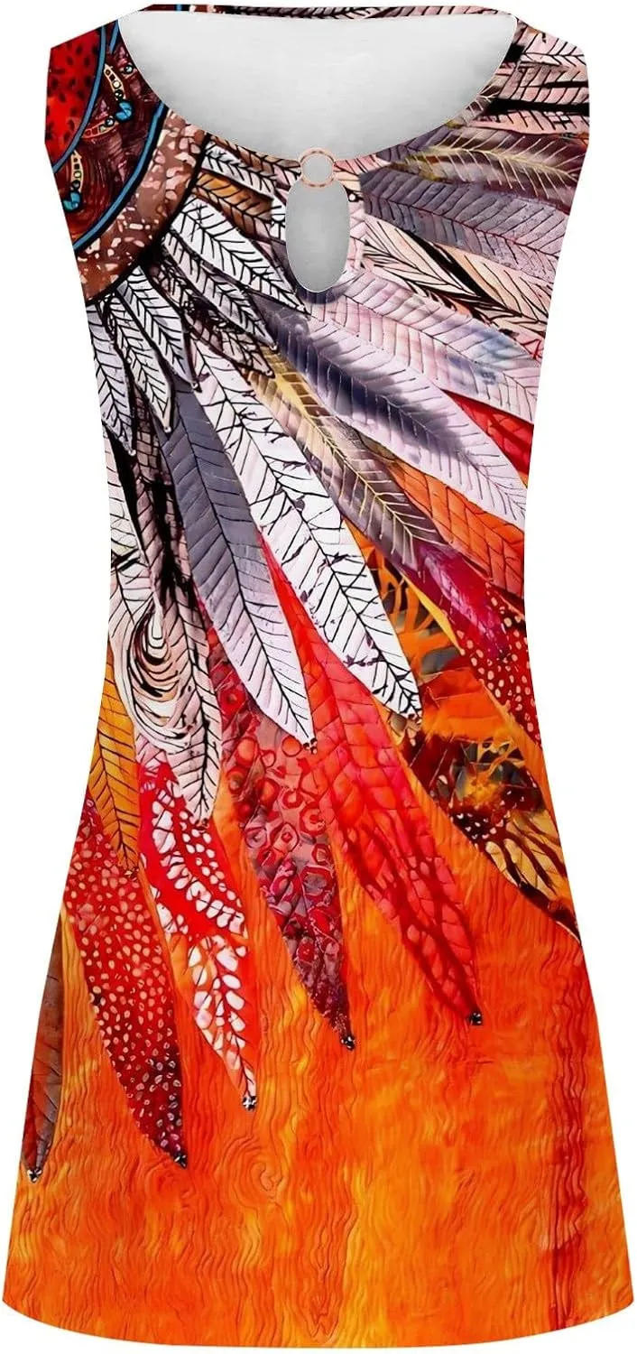 Summer Dresses for Women 2025 Vacation Beach Casual Vintage Midi Sundresses Sexy Sleeveless V Neck Boho Tank Dress