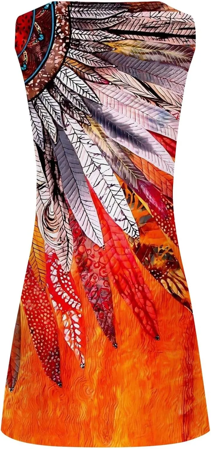 Summer Dresses for Women 2025 Vacation Beach Casual Vintage Midi Sundresses Sexy Sleeveless V Neck Boho Tank Dress