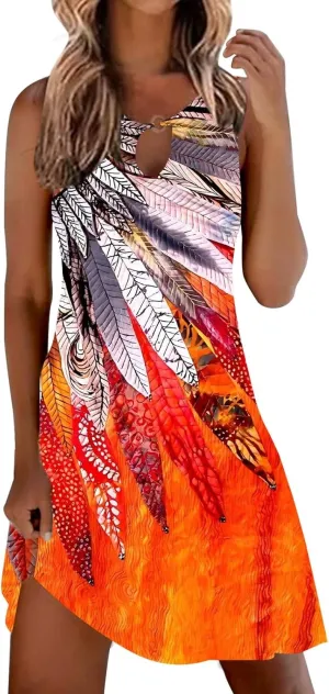 Summer Dresses for Women 2025 Vacation Beach Casual Vintage Midi Sundresses Sexy Sleeveless V Neck Boho Tank Dress