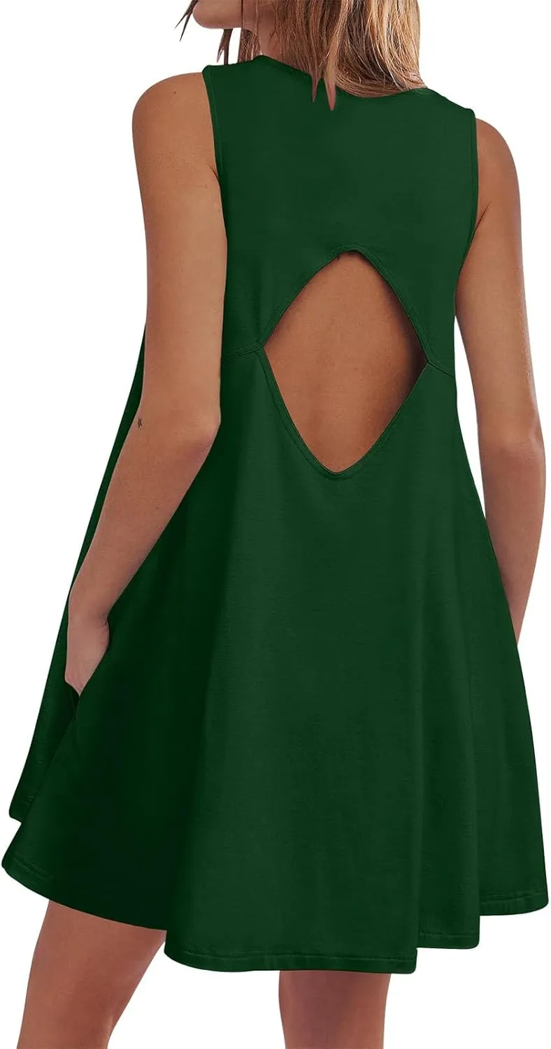 Summer Dresses for Women 2025 Vacation Boho Beach Backless Cover Up Ruffle Mini Dress Casual Loose Flowy Sun Dress