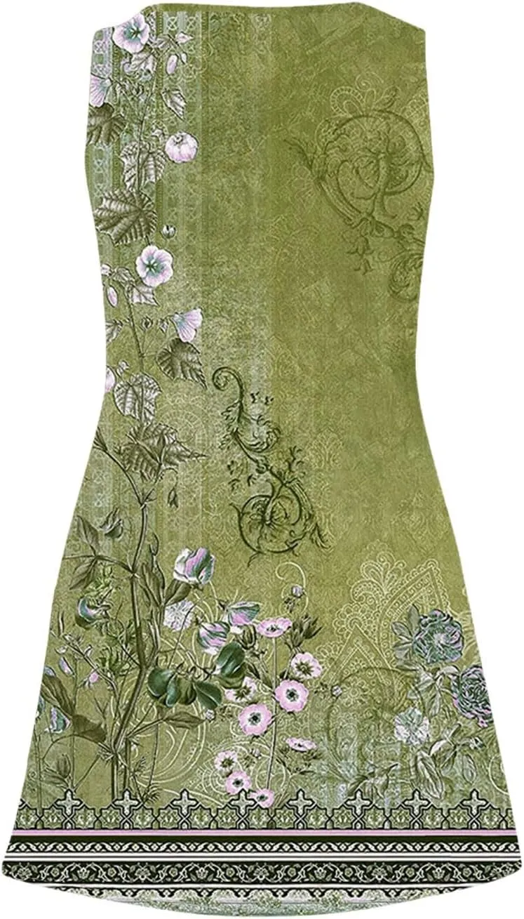 Summer Dresses for Women 2025 Vacation Floral Slip Dress Boho Sleeveless Dress Casual V Neck Beach Sundresses