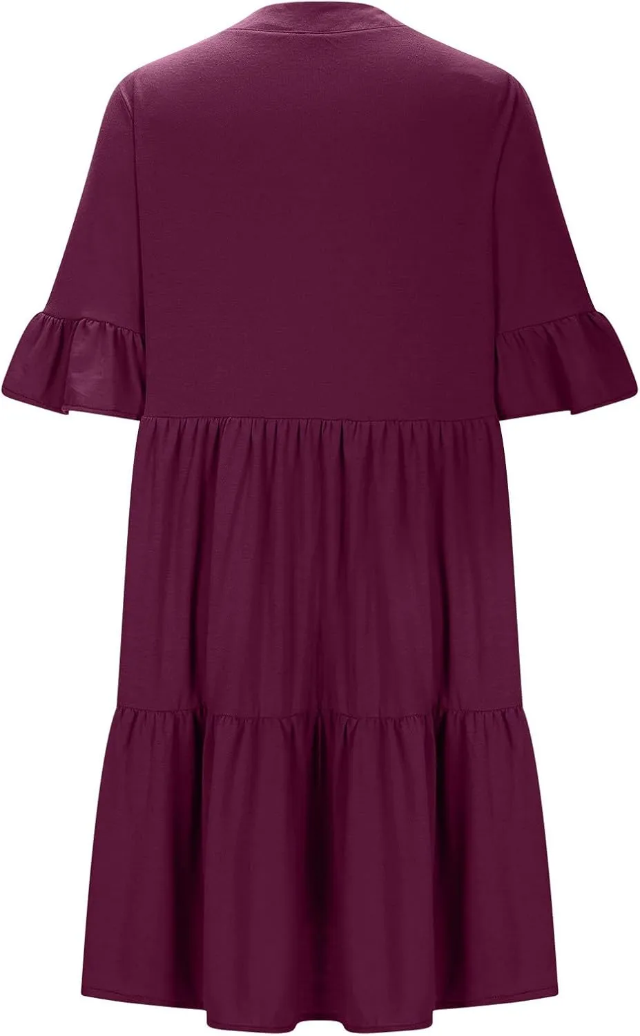 Summer Dresses for Women Casual Ruffle Sleeve Button Down Shirt Dress Tiered Flowy Shift Sundresses with Pockets