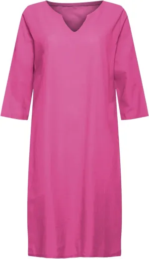 Summer Dresses for Women Loose Plain Half Sleeve V Neck Knee-Length Classic Midi Spring Flowy Vacation Dress