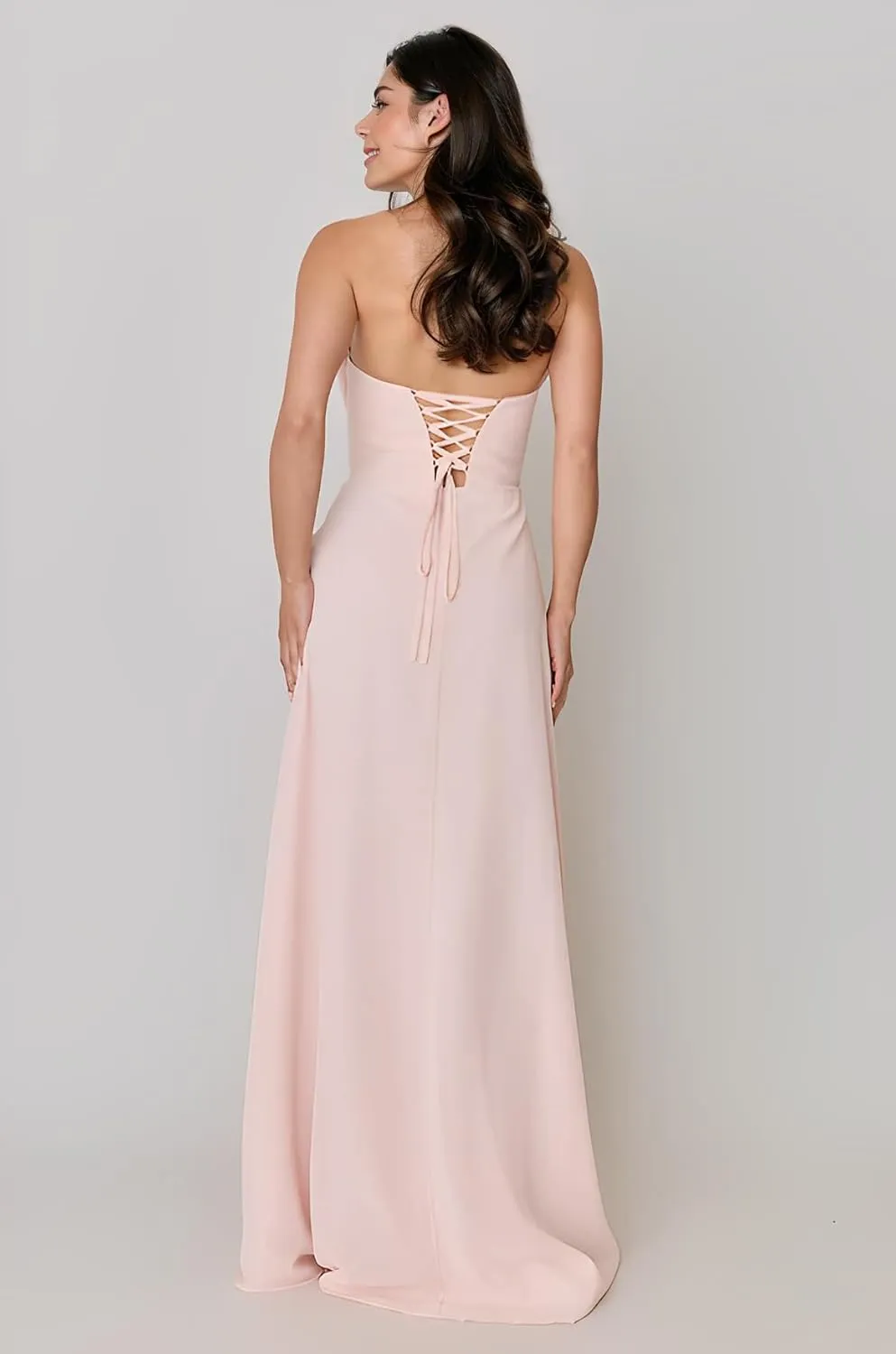 Summer Formal Dresses for Women Bridesmaid Dress Chiffon Bow Party Dresses Strapless Evening Gown with Split