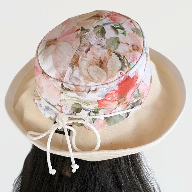 Sunblocker UV summer hat sun hat with wide brim, pastel dreamy floral, adjustable fit