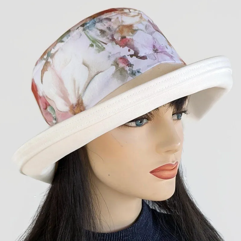Sunblocker UV summer hat sun hat with wide brim, pastel dreamy floral, adjustable fit