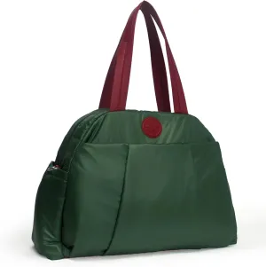 SUNNY BIRD Gym Duffel Bag for Women, Weekender Overnight Bag for Travel (Green and red)