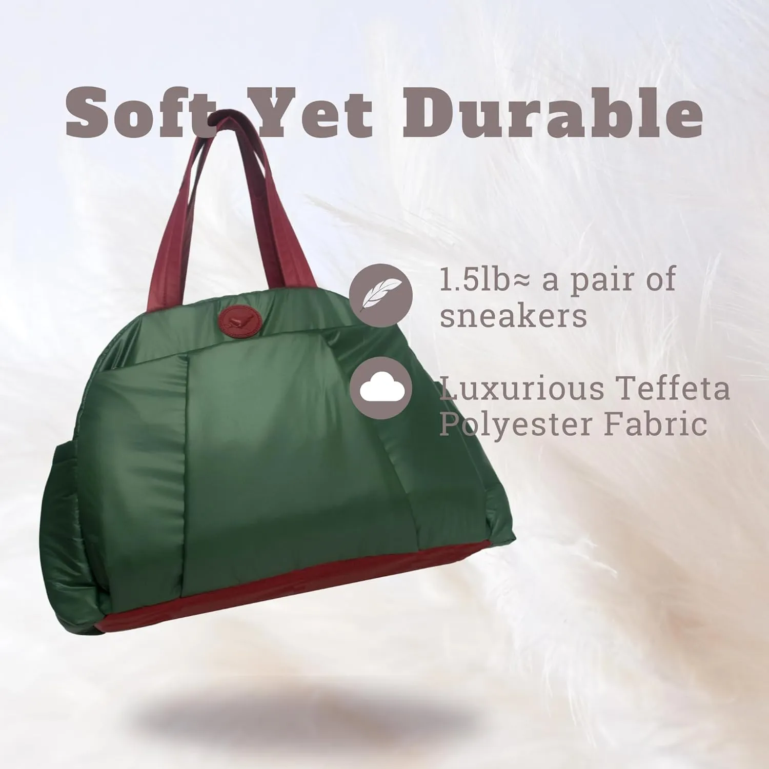 SUNNY BIRD Gym Duffel Bag for Women, Weekender Overnight Bag for Travel (Green and red)