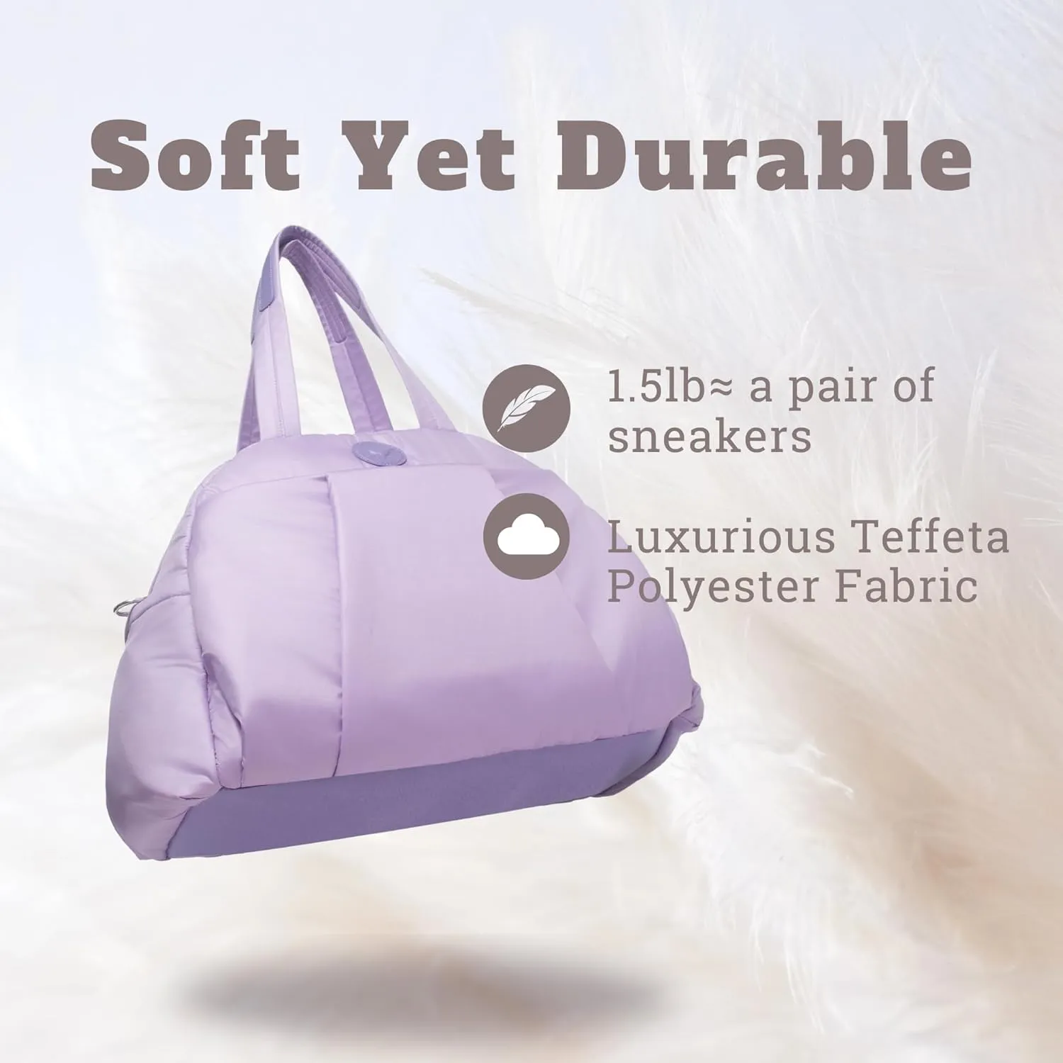 SUNNY BIRD Gym Duffel Bag for Women, Weekender Overnight Bag for Travel (Lilac)