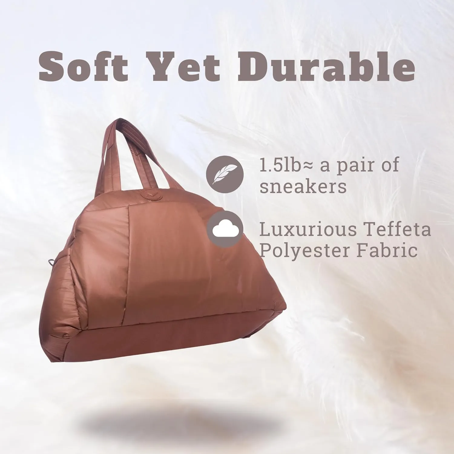SUNNY BIRD Gym Duffel Bag for Women, Weekender Overnight Bag for Travel (Tan)