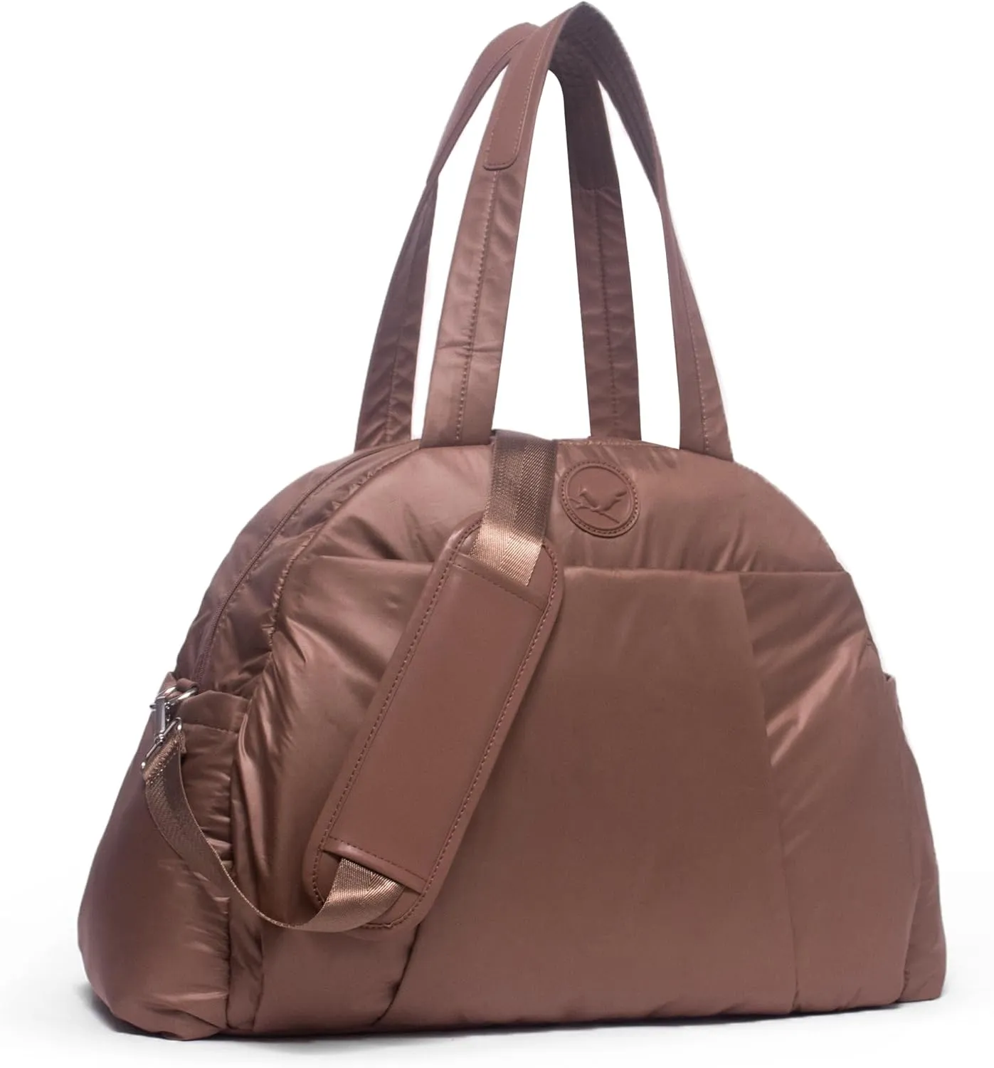 SUNNY BIRD Gym Duffel Bag for Women, Weekender Overnight Bag for Travel (Tan)