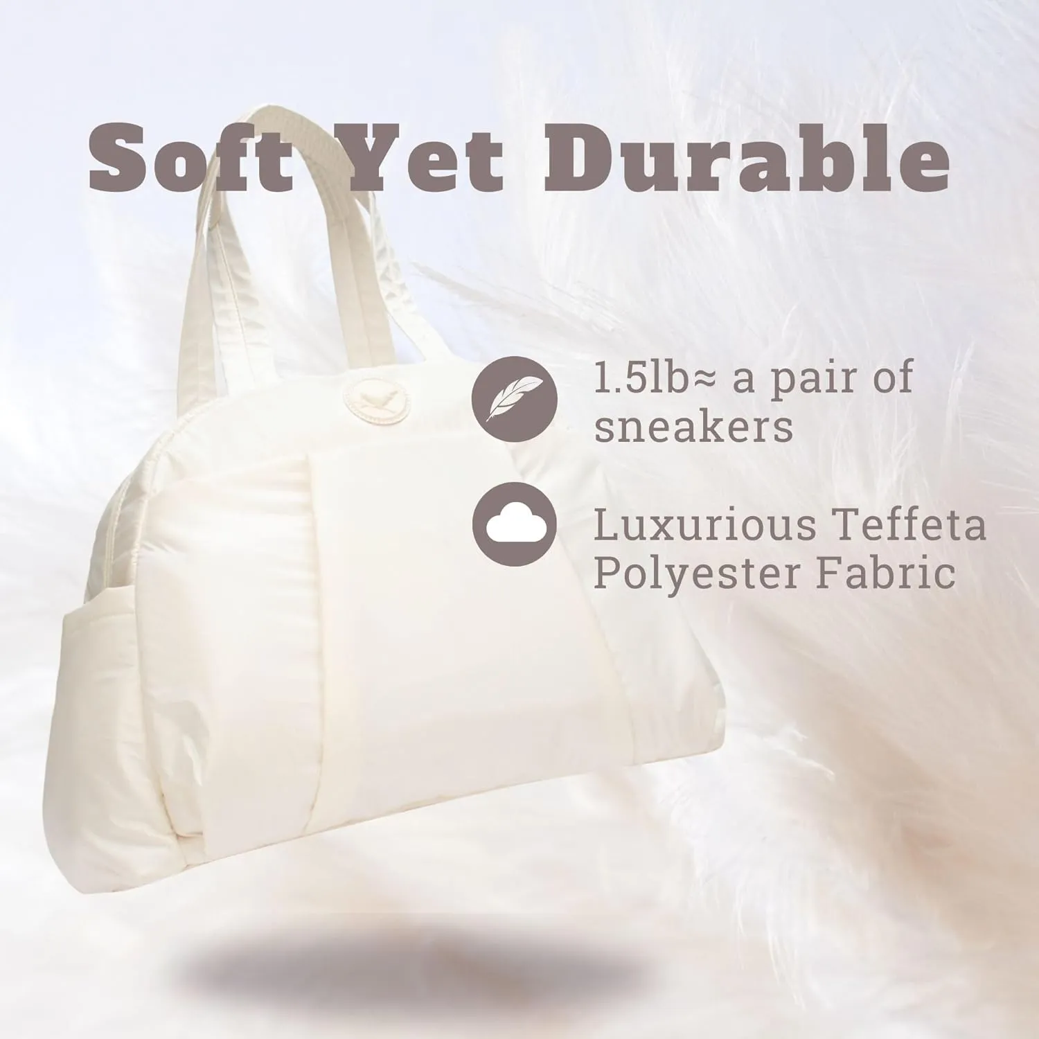 SUNNY BIRD Gym Duffel Bag for Women, Weekender Overnight Bag for Travel (White)