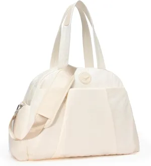 SUNNY BIRD Gym Duffel Bag for Women, Weekender Overnight Bag for Travel (White)