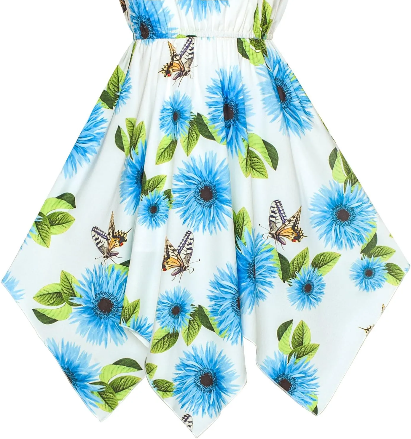 Sunny Fashion Girls Dress Flower Print Hanky Hem Princess Size 7-14