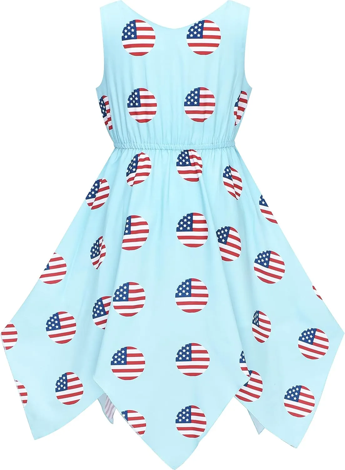 Sunny Fashion Girls Dress Flower Print Hanky Hem Princess Size 7-14