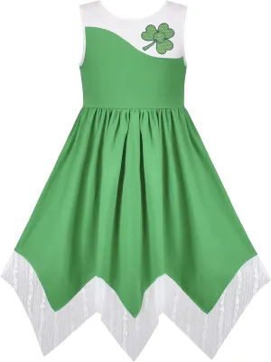 Sunny Fashion Girls Dress Flower Print Hanky Hem Princess Size 7-14