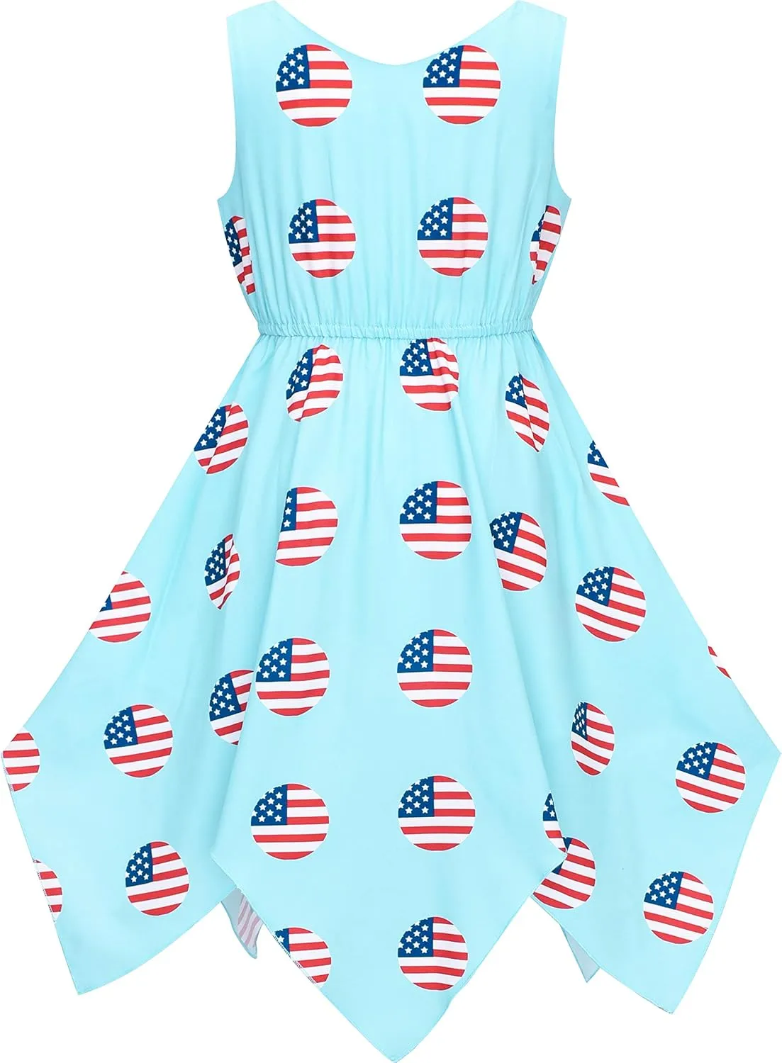 Sunny Fashion Girls Dress Flower Print Hanky Hem Princess Size 7-14