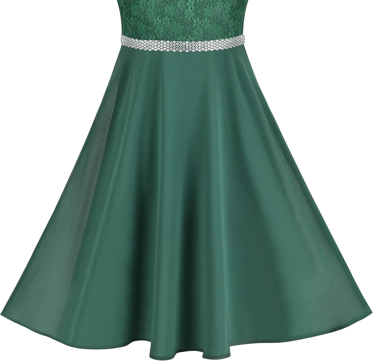 Sunny Fashion Girls Dress Rhinestone Chiffon Bridesmaid Dance Ball Maxi Gown