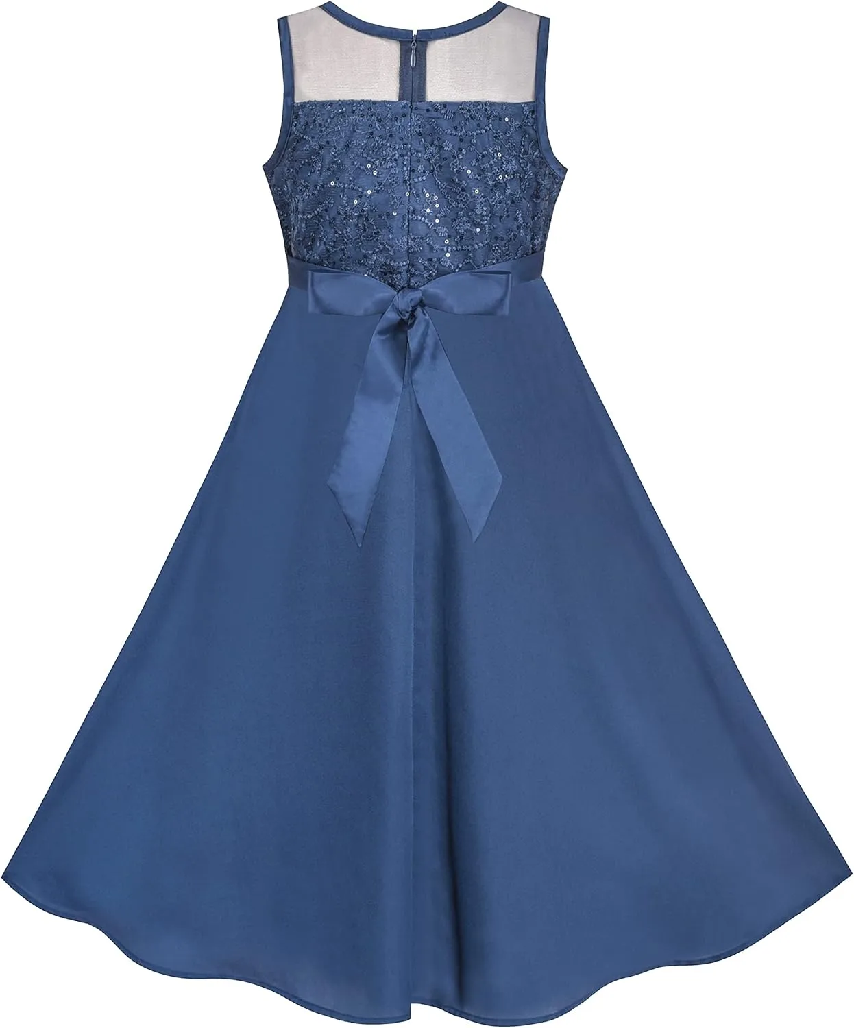 Sunny Fashion Girls Dress Rhinestone Chiffon Bridesmaid Dance Ball Maxi Gown