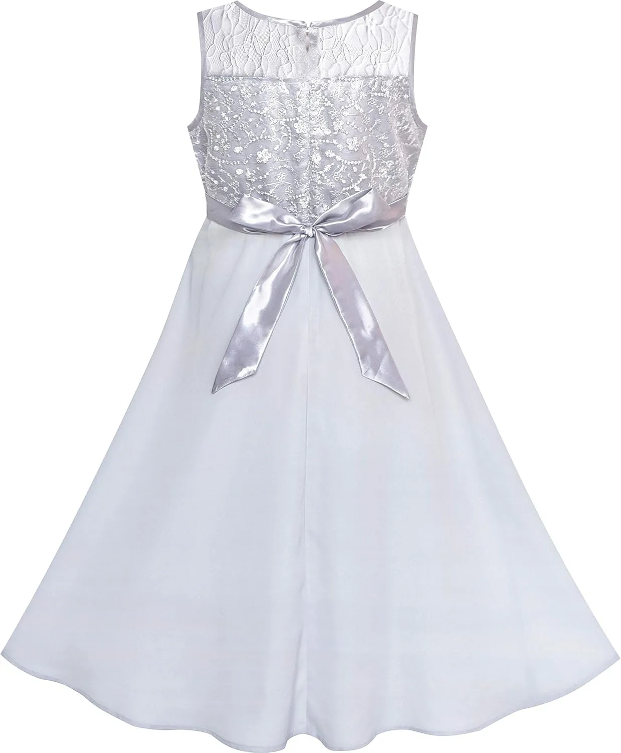 Sunny Fashion Girls Dress Rhinestone Chiffon Bridesmaid Dance Ball Maxi Gown