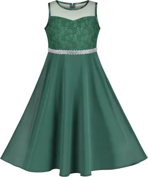 Sunny Fashion Girls Dress Rhinestone Chiffon Bridesmaid Dance Ball Maxi Gown